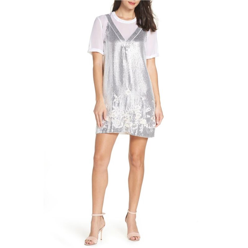 French Connection Womens Sparkle Sequin Shift Dress, NWT